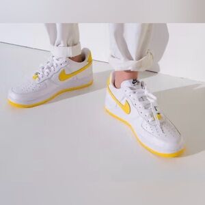 Nike Air Force 1 Youth White and Yellow Sneakers- NWOT